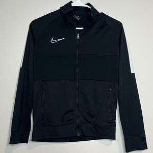 Nike Girls Large Dry-fit Black white full zip sweater athletic preppy collegiate